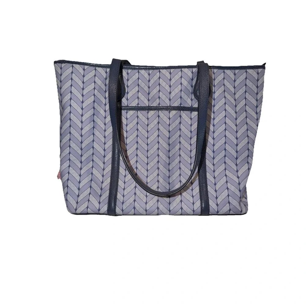 BRIGHTON INTERLOK‎ COLLECTION BLUE ROOMEY TOTE COATED CANVAS LEATHER $450 Retail